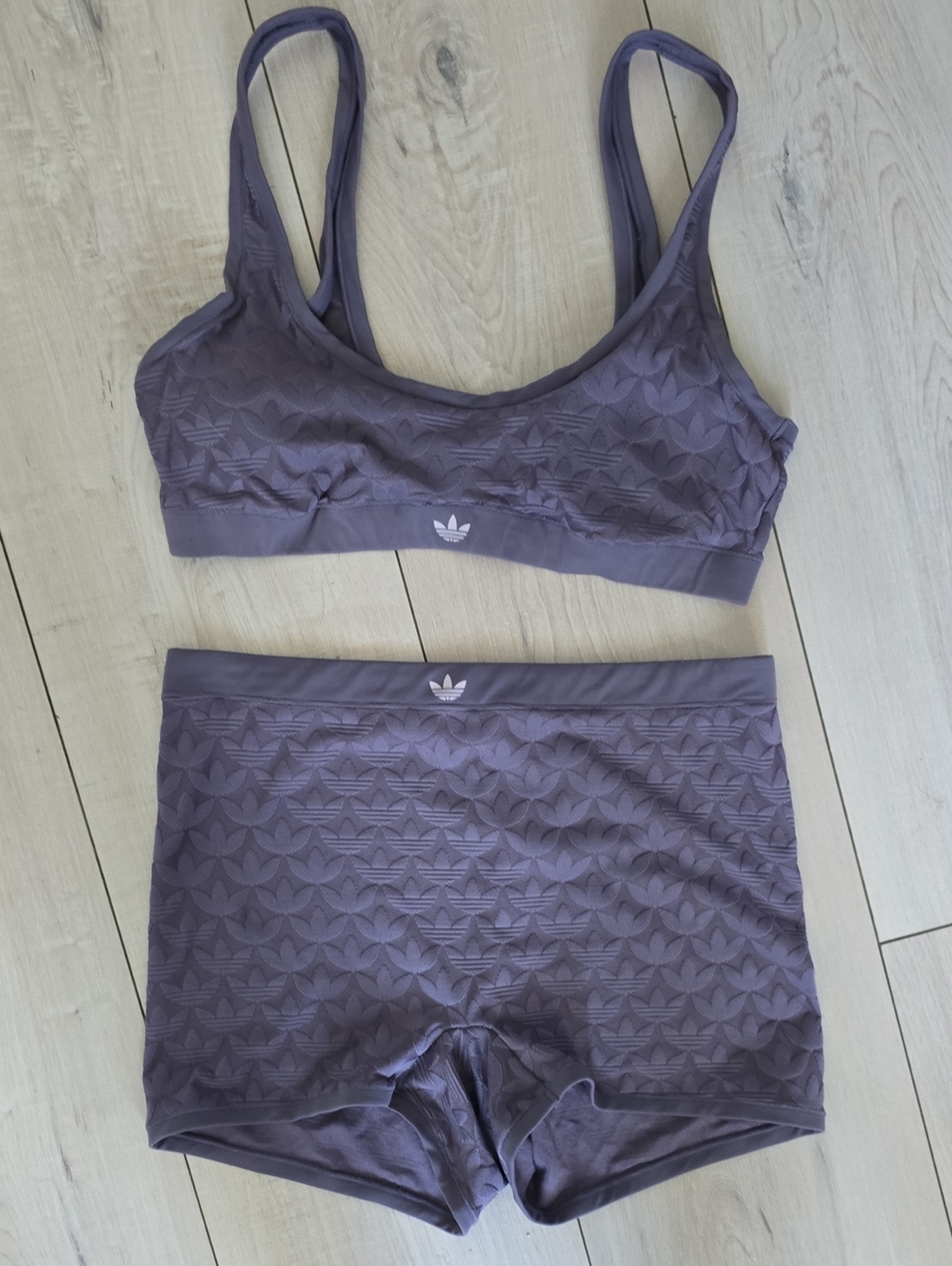 adidas Purple Seamless Bra and High-Waist Boyshort Swim Set
